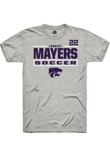 Langley Mayers Ash K-State Wildcats NIL Stacked Box Short Sleeve T Shirt
