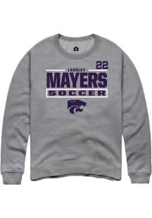 Langley Mayers Rally Mens Graphite K-State Wildcats NIL Stacked Box Crew Sweatshirt