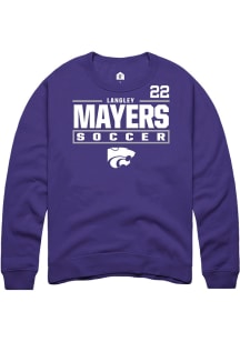 Langley Mayers Rally Mens Purple K-State Wildcats NIL Stacked Box Crew Sweatshirt