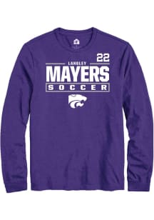 Langley Mayers Rally Mens Purple K-State Wildcats NIL Stacked Box Tee
