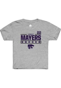 Langley Mayers Rally Youth Grey K-State Wildcats NIL Stacked Box Short Sleeve T-Shirt
