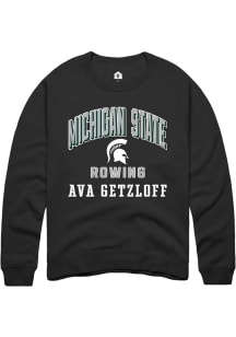 Ava Getzloff Rally Mens Black Michigan State Spartans NIL Arch Logo Crew Sweatshirt
