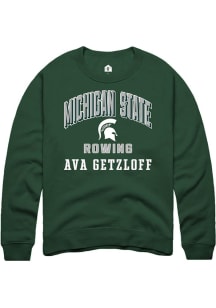 Ava Getzloff Rally Mens Green Michigan State Spartans NIL Arch Logo Crew Sweatshirt
