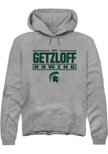Ava Getzloff Rally Mens Graphite Michigan State Spartans NIL Stacked Box Hooded Sweatshirt