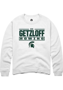 Ava Getzloff Rally Mens White Michigan State Spartans NIL Stacked Box Crew Sweatshirt