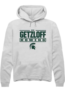 Ava Getzloff Rally Mens White Michigan State Spartans NIL Stacked Box Hooded Sweatshirt