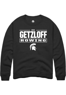Ava Getzloff Rally Mens Black Michigan State Spartans NIL Stacked Box Crew Sweatshirt