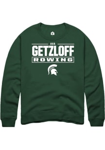 Ava Getzloff Rally Mens Green Michigan State Spartans NIL Stacked Box Crew Sweatshirt