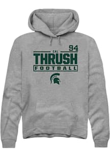 Cal Thrush  Rally Michigan State Spartans Mens Graphite NIL Stacked Box Long Sleeve Hoodie