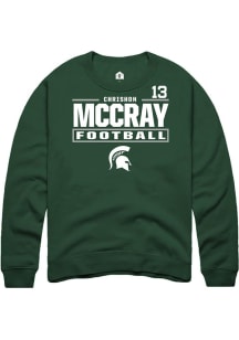 Chrishon McCray  Rally Michigan State Spartans Mens Green NIL Stacked Box Long Sleeve Crew Sweatsh..