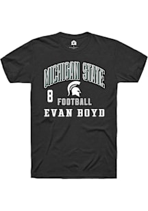 Evan Boyd  Michigan State Spartans Black Rally NIL Arch Logo Short Sleeve T Shirt