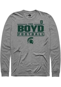 Evan Boyd Rally Mens Graphite Michigan State Spartans NIL Stacked Box Tee