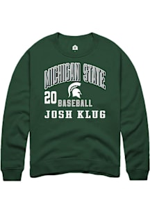 Josh Klug  Rally Michigan State Spartans Mens Green NIL Arch Logo Long Sleeve Crew Sweatshirt