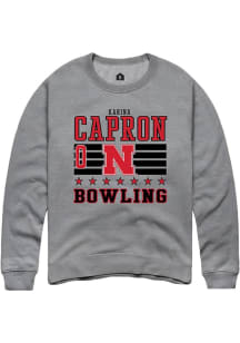 Karina Capron Rally Mens Grey Nebraska Cornhuskers NIL Striped Crew Sweatshirt