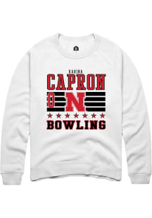 Karina Capron Rally Mens White Nebraska Cornhuskers NIL Striped Crew Sweatshirt