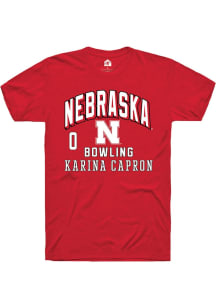 Karina Capron Red Nebraska Cornhuskers NIL Arch Logo Short Sleeve T Shirt