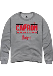 Karina Capron Rally Mens Graphite Nebraska Cornhuskers NIL Stacked Box Crew Sweatshirt