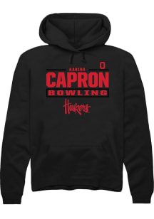 Karina Capron Rally Mens Black Nebraska Cornhuskers NIL Stacked Box Hooded Sweatshirt