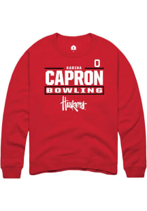 Karina Capron Rally Mens Red Nebraska Cornhuskers NIL Stacked Box Crew Sweatshirt