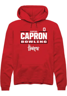 Karina Capron Rally Mens Red Nebraska Cornhuskers NIL Stacked Box Hooded Sweatshirt