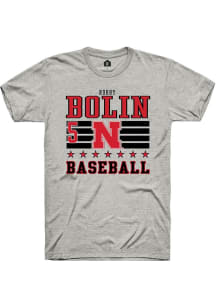 Robby Bolin Ash Nebraska Cornhuskers NIL Striped Short Sleeve T Shirt