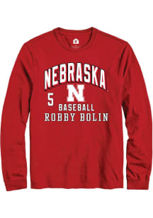 Robby Bolin Rally Mens Red Nebraska Cornhuskers NIL Arch Logo Tee