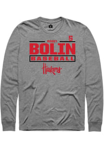 Robby Bolin Rally Mens Graphite Nebraska Cornhuskers NIL Stacked Box Tee
