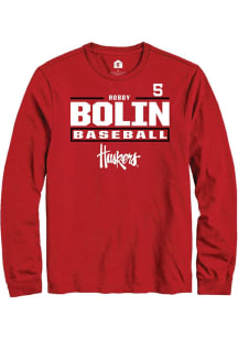 Robby Bolin Rally Mens Red Nebraska Cornhuskers NIL Stacked Box Tee