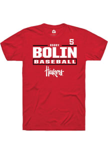 Robby Bolin Red Nebraska Cornhuskers NIL Stacked Box Short Sleeve T Shirt