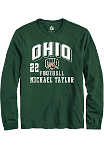 Michael Taylor  Ohio Bobcats Green Rally Football NIL Arch Logo Long Sleeve T Shirt