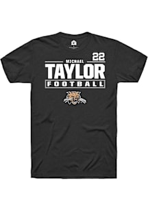 Michael Taylor  Ohio Bobcats Black Rally Football NIL Stacked Box Short Sleeve T Shirt