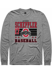 Anthony Scheppler Rally Mens Grey Ohio State Buckeyes NIL Striped Tee