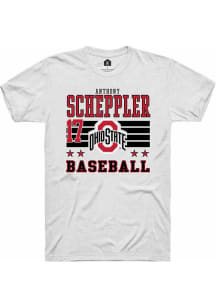 Anthony Scheppler White Ohio State Buckeyes NIL Striped Short Sleeve T Shirt
