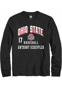 Anthony Scheppler Rally Mens Black Ohio State Buckeyes NIL Arch Logo Tee