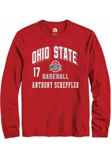 Anthony Scheppler Rally Mens Red Ohio State Buckeyes NIL Arch Logo Tee