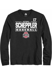 Anthony Scheppler Rally Mens Black Ohio State Buckeyes NIL Stacked Box Tee