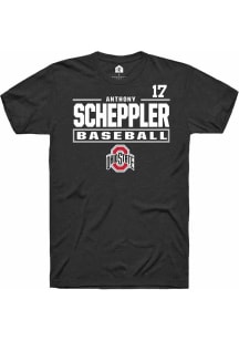 Anthony Scheppler Black Ohio State Buckeyes NIL Stacked Box Short Sleeve T Shirt