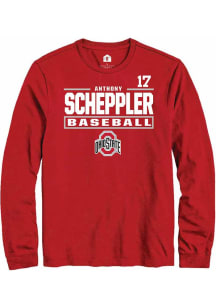 Anthony Scheppler Rally Mens Red Ohio State Buckeyes NIL Stacked Box Tee