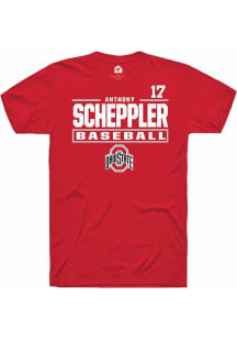Anthony Scheppler Red Ohio State Buckeyes NIL Stacked Box Short Sleeve T Shirt