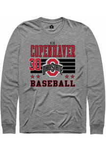 Nik Copenhaver Rally Mens Grey Ohio State Buckeyes NIL Striped Tee