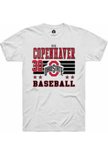 Nik Copenhaver White Ohio State Buckeyes NIL Striped Short Sleeve T Shirt