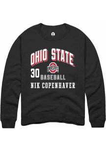 Nik Copenhaver Rally Mens Black Ohio State Buckeyes NIL Arch Logo Crew Sweatshirt