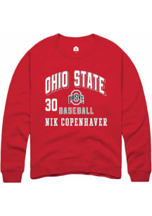 Nik Copenhaver Rally Mens Red Ohio State Buckeyes NIL Arch Logo Crew Sweatshirt