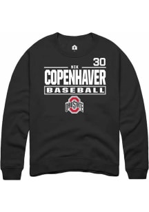 Nik Copenhaver Rally Mens Black Ohio State Buckeyes NIL Stacked Box Crew Sweatshirt