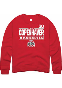 Nik Copenhaver Rally Mens Red Ohio State Buckeyes NIL Stacked Box Crew Sweatshirt