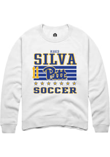 Marco Silva Rally Mens White Pitt Panthers NIL Striped Crew Sweatshirt