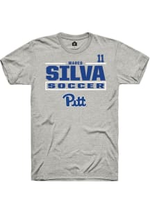 Marco Silva Ash Pitt Panthers NIL Stacked Box Short Sleeve T Shirt