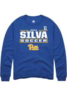 Marco Silva Rally Mens Blue Pitt Panthers NIL Stacked Box Crew Sweatshirt