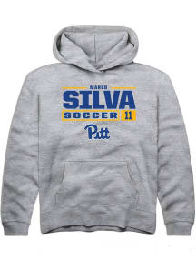 Marco Silva Rally Youth Grey Pitt Panthers NIL Stacked Box Long Sleeve Hooded Sweatshirt