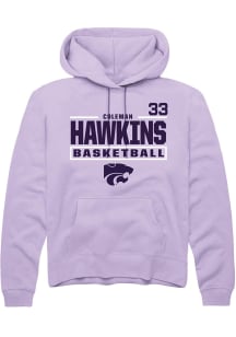 Coleman Hawkins Rally Mens Lavender K-State Wildcats NIL Stacked Box Hooded Sweatshirt
